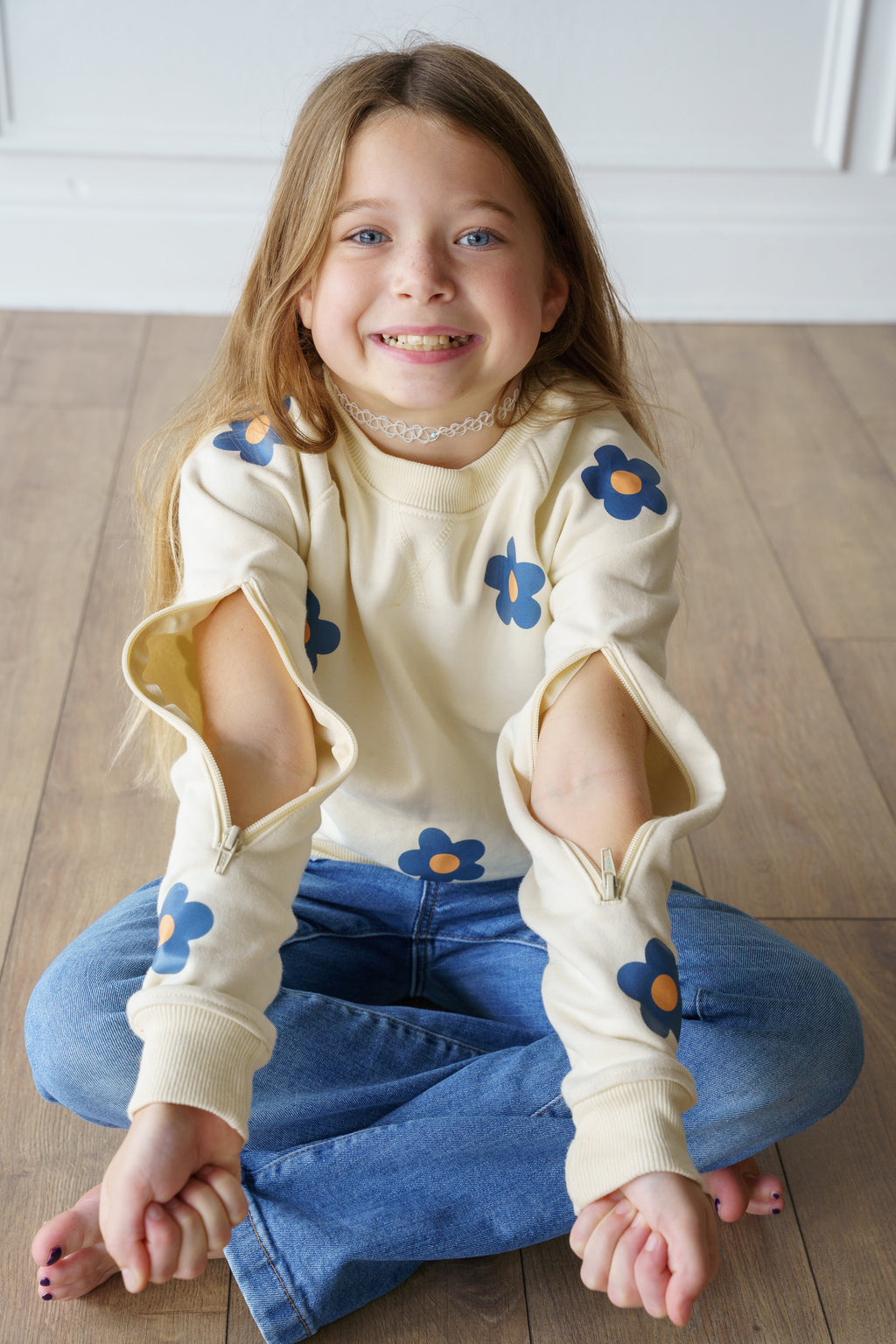 Floral Adaptive Kids Sweatshirt with IV Access